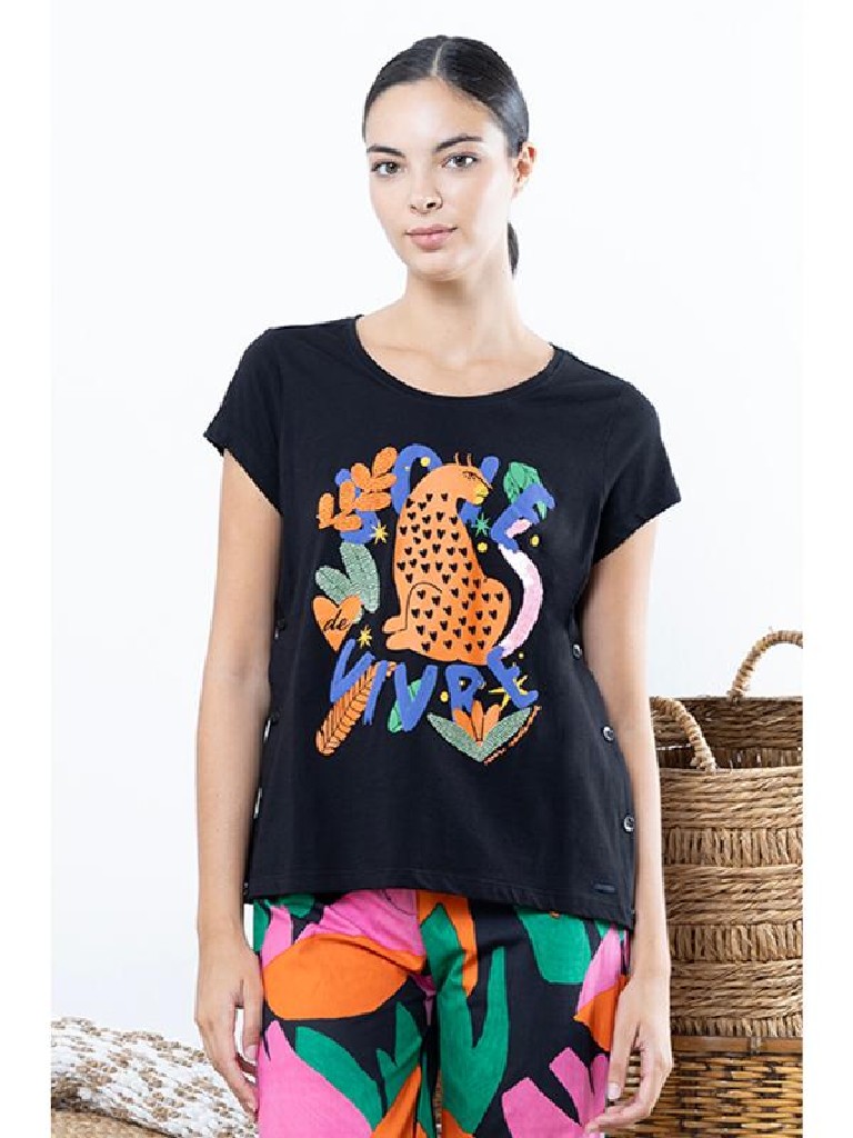 CAMISETA BOTONES LATERALES MISS SIDECAR