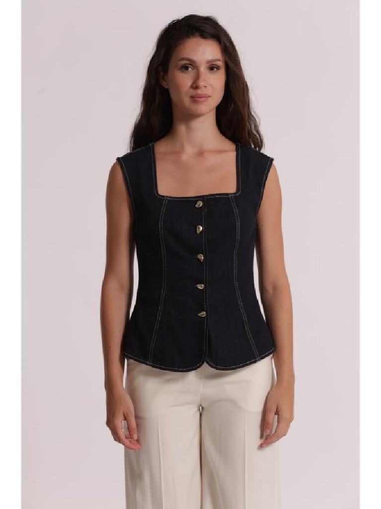 CHALECO TEJANO BOTONES DORADOS