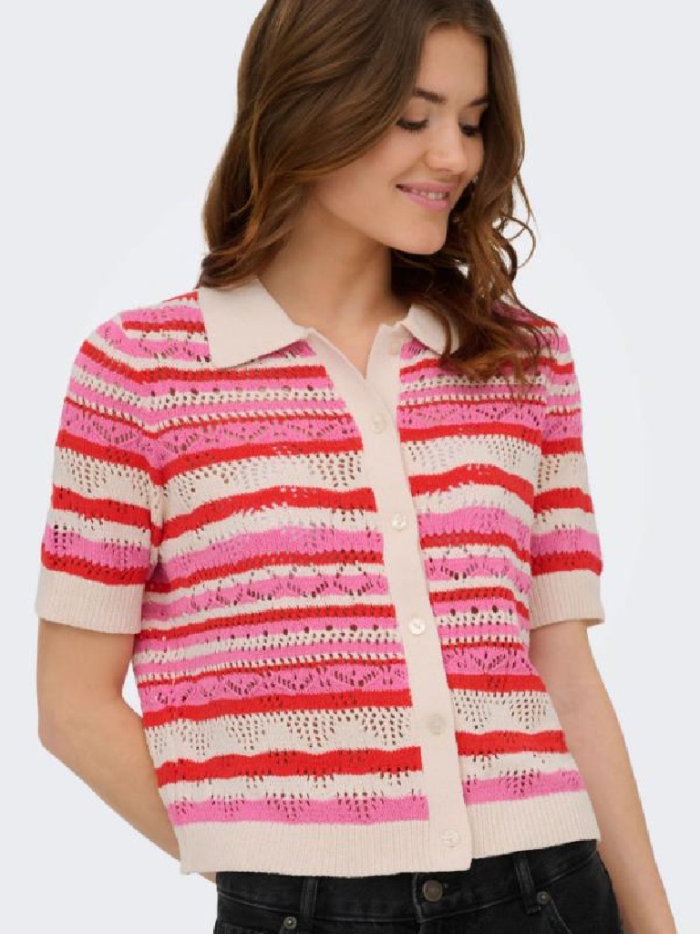 CHAQUETA M/C CROCHET FRANJAS ONLY